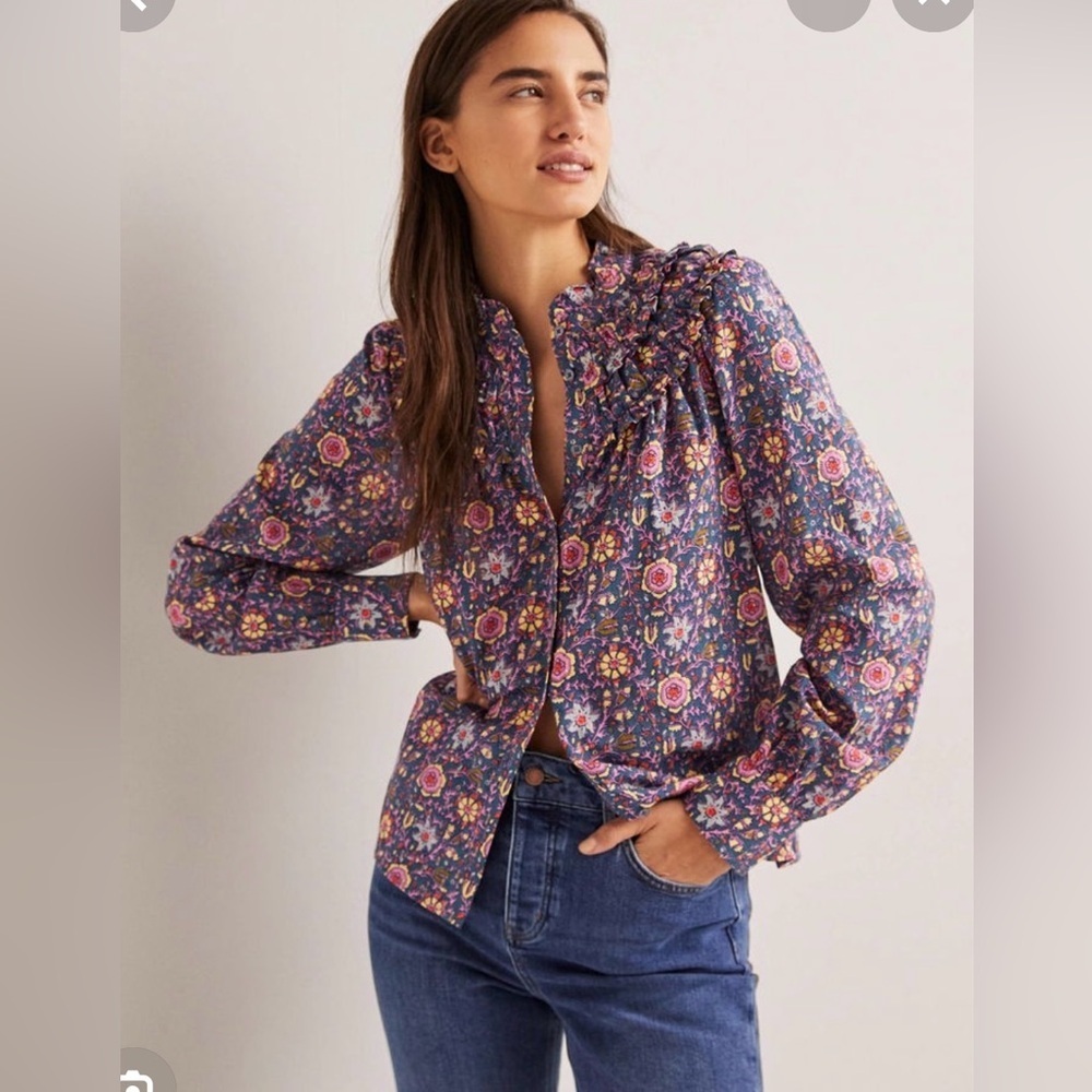 Boden frilled high neck shirt size 10 new with tags. T1065 - Picture 2 of 7